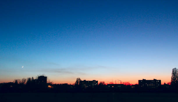 istock Orange sunset before night. Twilight with bright sunset. Evening landscape 1461700636