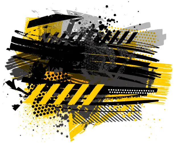 Vector illustration of yellow grunge danger warning construction vector illustration