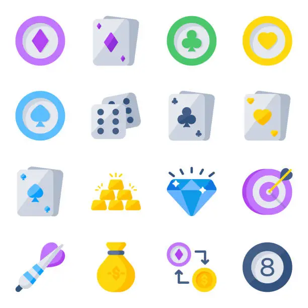 Vector illustration of Pack of Casino Flat Icons