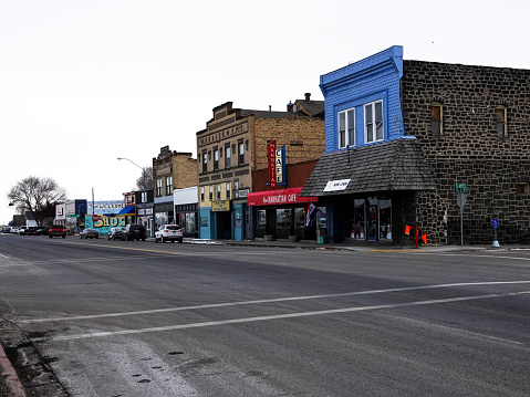 Shoshone, Idaho, USA-January 26,2023: Historic Main Street, Shoshone, Idaho railroad town.