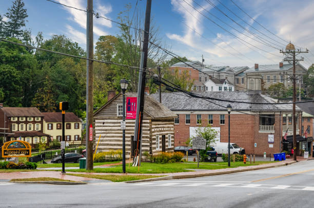 A view of historic Ellicott City Ellicott City, Maryland, USA - September 28, 2021: Historic Ellicott City in Howard County in Maryland started in the year 1772. ellicott city maryland stock pictures, royalty-free photos & images