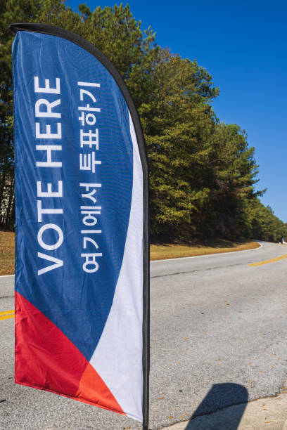 istock Roadside banner at voting precinct says vote here 1461742603