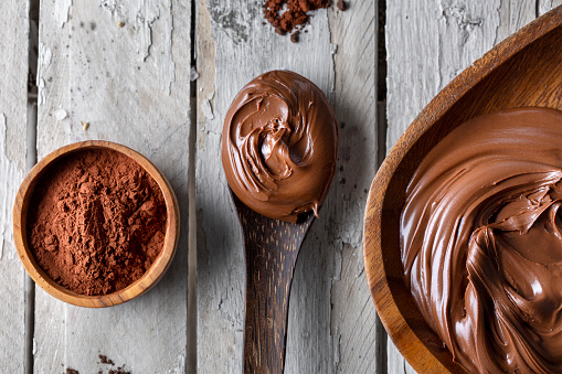 Chocolate spread and cocoa powder