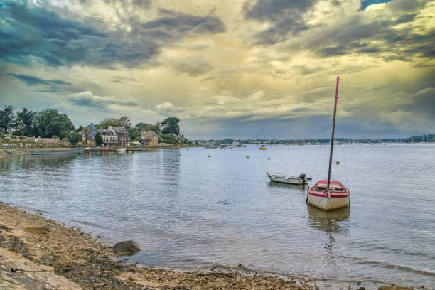 Brittany, Ile aux Moines island in the Morbihan gulf, the typical harbor in summer