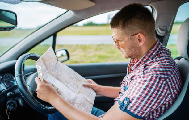 istock Problem with a orientation on the road, bad navigation. Traveling and transportation concept 1461760329