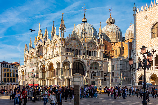 Venice, Italy - October 2022: Saint Mark's basilica (Basilica di San Marco) in Venice