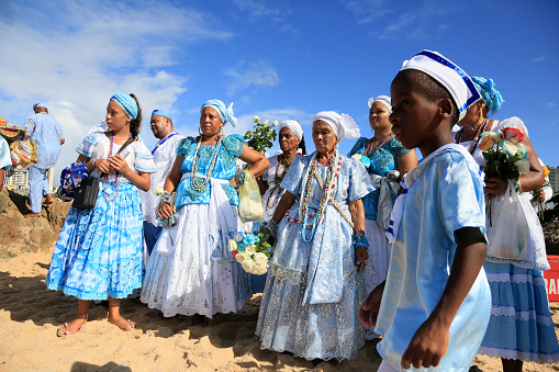 Zanzibar City,Tanzania-January 05,2019: Local people dressed in traditional attire perform a musical dance performance.