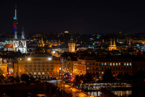 istock Amazing night view on Prague from roof in Czech 1461781950