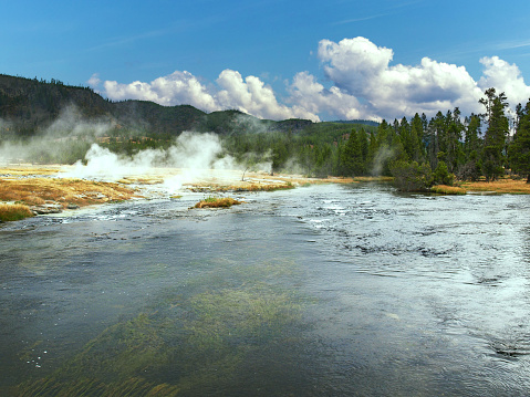 Geysers rising from the magma to the surface, Yellowstone National Park, MO, USA