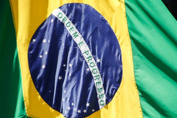 istock Brazilian flag fluttering from a flag pole - Brazil 1461782526