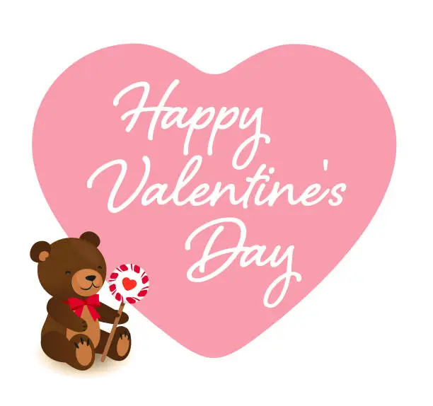 Vector illustration of Valentine's day card with a teddy bear