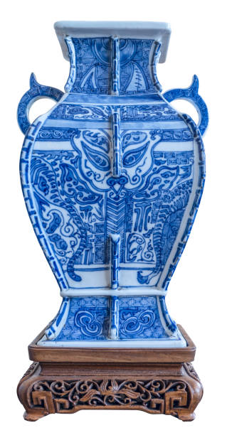 Beautiful Antique Chinese Vase On A Wooden Base