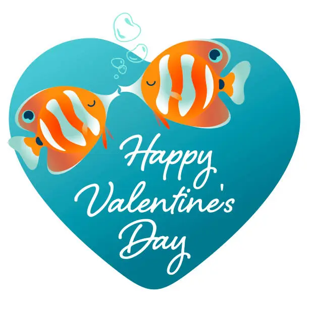 Vector illustration of Two coral fish in love