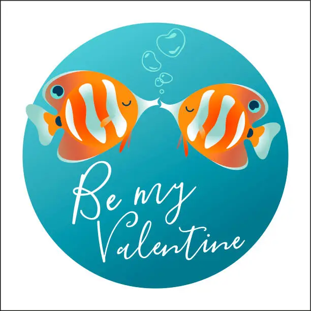Vector illustration of Two coral fish in love