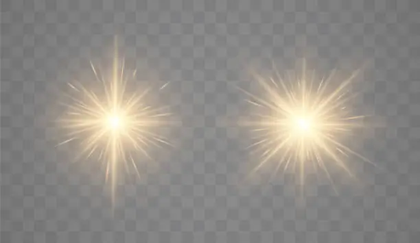 Vector illustration of Shine glowing stars. Vector Golden Sparks.