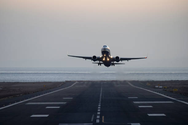 istock Plane taking off from the island airport 1461791391