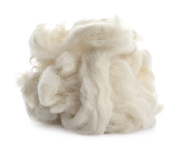 heap of clean wool isolated on white - lã imagens e fotografias de stock