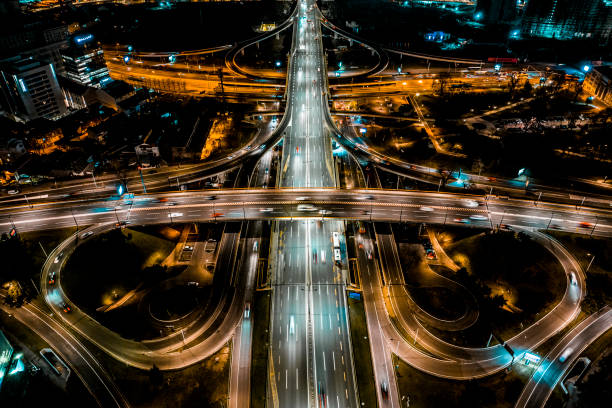 istock Belgrade by night and its highway photographed with a drone 1461795576