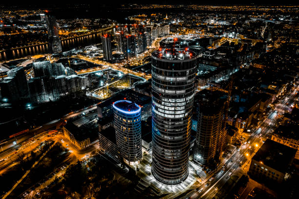 istock Modern Belgrade by night seen from a drone perspective 1461795750
