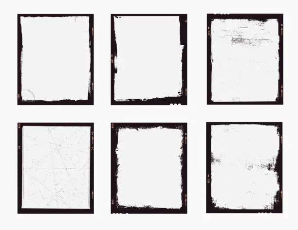 Vector illustration of Grunge empty medium format film frames
