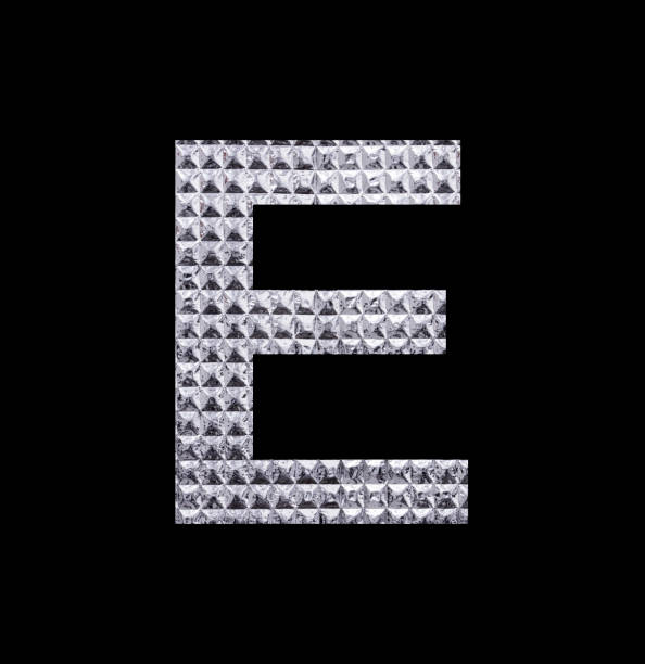 istock Alphabet Letter E Uppercase - Textured Shiny Silver Foil 1461817538