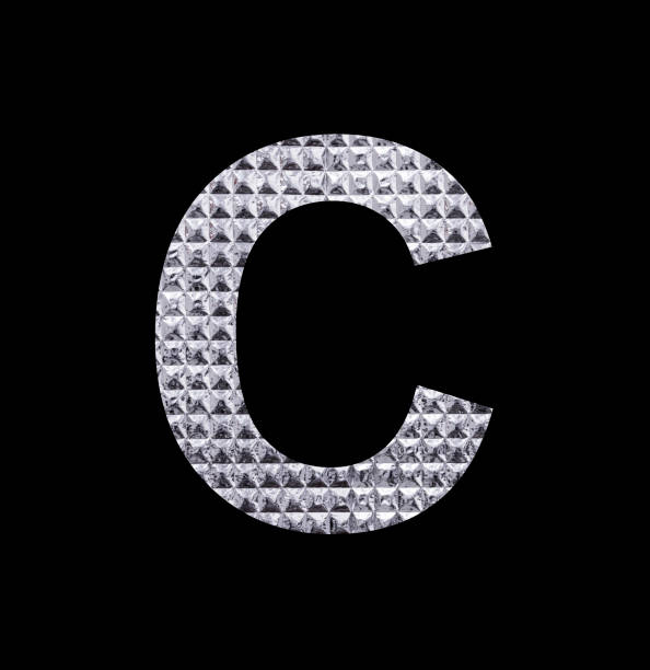 istock Alphabet Letter C Uppercase - Textured Shiny Silver Foil 1461817547