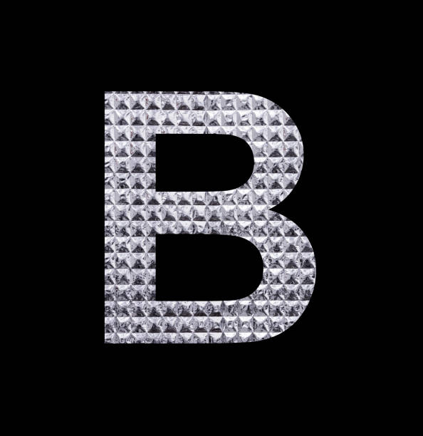 istock Alphabet Letter B Uppercase - Textured Shiny Silver Foil 1461817556