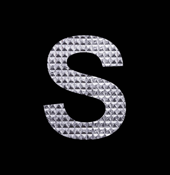Alphabet letter S - Textured shiny silver paper