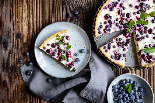 Mustikkapiirakka – traditional Finnish pie with blueberry and sour cream filling
