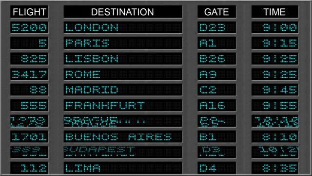 Airport Departure Board - Blue