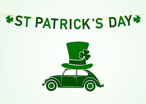 green irish party on Saint Patrick Day invitation card, vector illustration