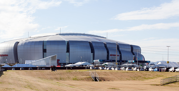 Glendale, AZ - January 31, 2023: State Farm Stadium days before the upcoming American football championship game of the National Football League for the 2022 NFL, Super Bowl LVII.