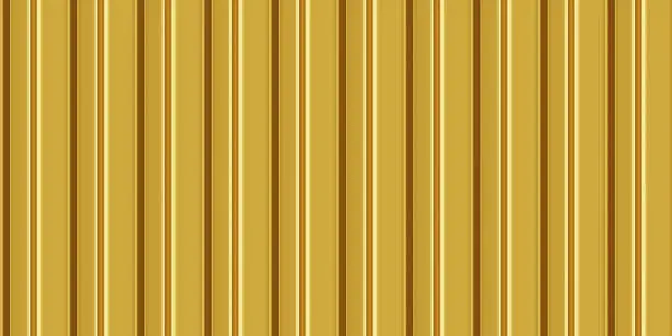Vector illustration of Golden corrugated iron sheets seamless pattern of fence or warehouse wall