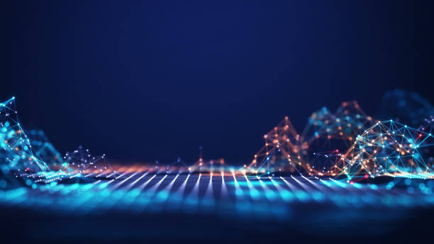 istock Abstract connected dots and lines. Concept of AI technology, Motion of digital data flow. 1461861444