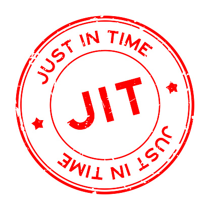 Grunge red JIT just in time word round rubber seal stamp on white background