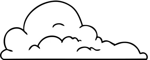 Vector illustration of hand drawn line drawing doodle of white large clouds