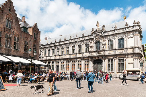 Brugge town in Belgium, Bourg place - Place du Bourg in Bruges, Belgium. May 27th, 2022.