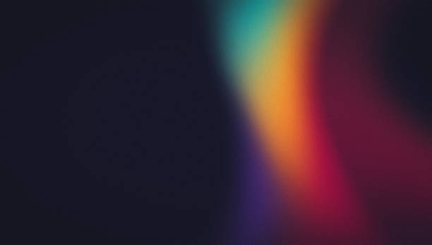 bildbanksillustrationer, clip art samt tecknat material och ikoner med dark grainy color gradient wave background, purple red yellow blue colors banner poster cover abstract design, black copy space - oskarpt fokus