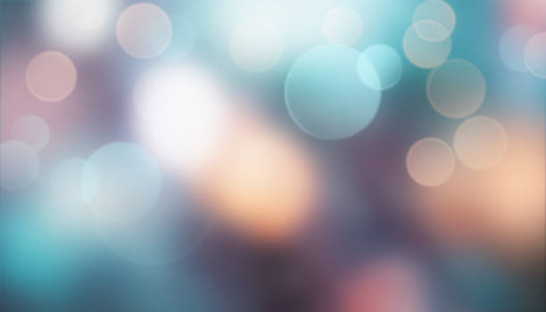 ilustrações de stock, clip art, desenhos animados e ícones de blurry background of bokeh lights, rainy day soft focus cityscape in teal orange colors - focagem difusa