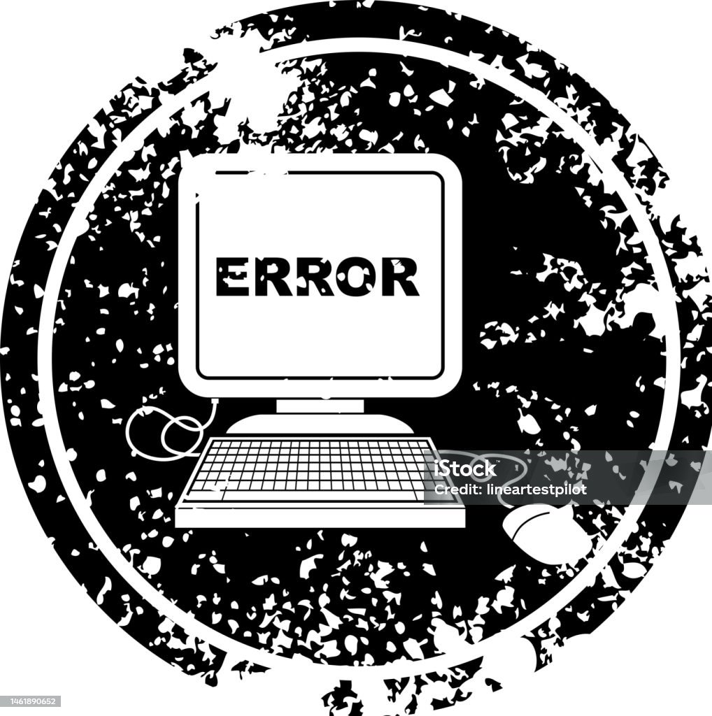 Computer Error Vector Illustration Circular Distressed Symbol Stock ...