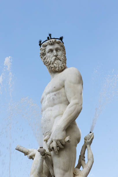 fontaine de neptune statue florence italie - tuscany florence italy italy neptune photos et images de collection