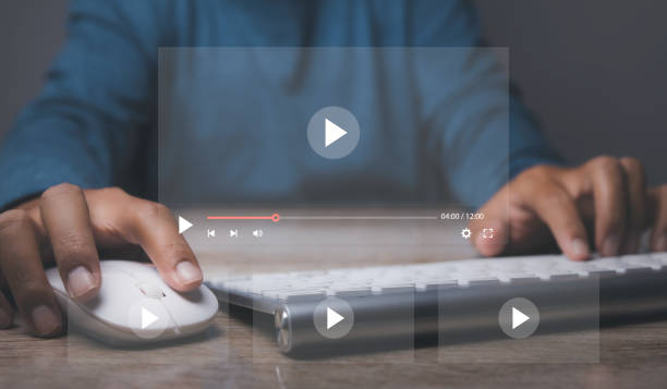istock Man using mouse and keyboard to streaming start online live video. 1461897847