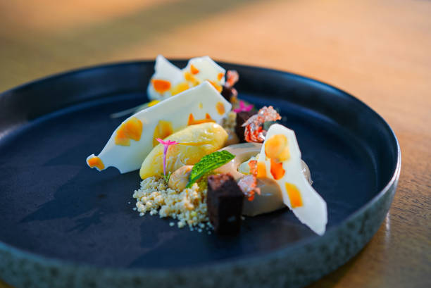 istock Sweet dessert on a dark plate 1461910268