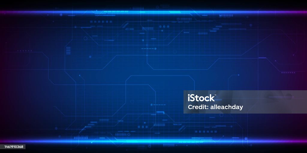 Vector Illustrations Of Futuristic Blue Hitech Element With Grid Line ...