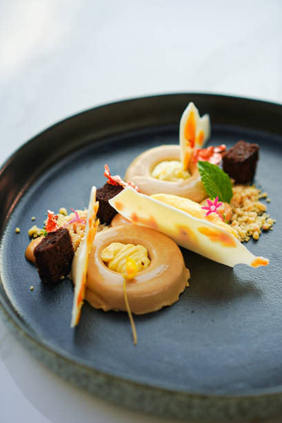 istock Sweet dessert on a dark plate 1461917161