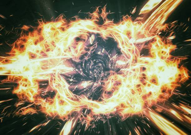 istock 3d illustration of a ring of flames exploding and scattering debris 1461918088