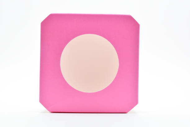 istock pink paper box on white background, package for design 1461919078