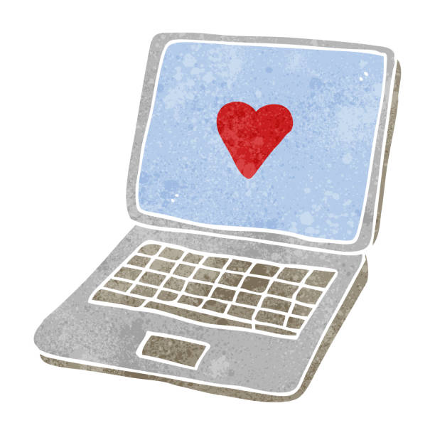 istock freehand retro cartoon laptop computer with heart symbol on screen 1461925356