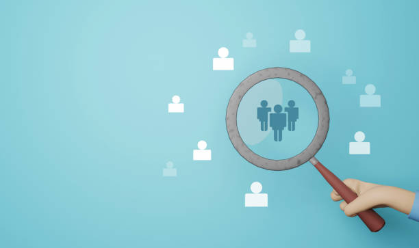 istock Magnifying glass looking for people icon, employee search symbol concept. Staff selection concept 1461925385