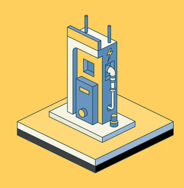 Vector illustration of EV charging station or electric vehicle recharging station. Vector illustration.